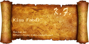 Kiss Fabó névjegykártya